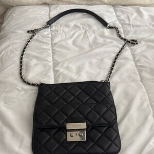 Michael Kors Black Quilted Crossbody Bag with Chain Strap